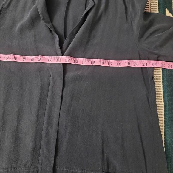 John Mark Silk Long Zip Front Jacket Coat Sz L Black Lightweight Oversized - Picture 6 of 7